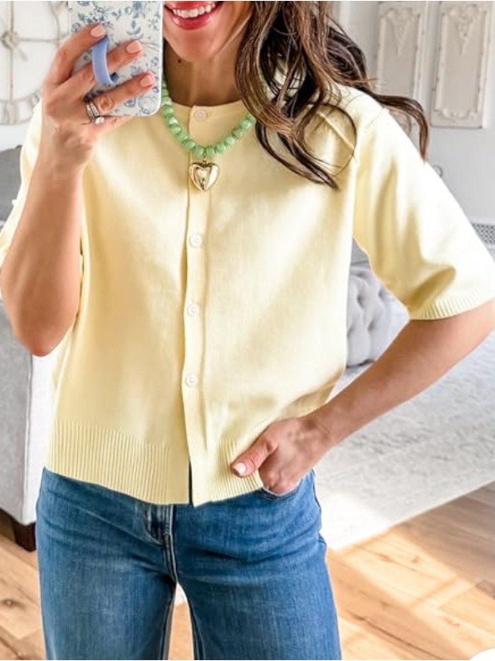 NWT PALE YELLOW LIGHT WEIGHT CARDIGAN SHORT SLEEVES